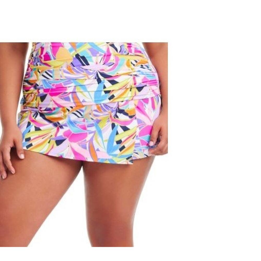 NWT Bleu by Rod Beattie Plus Size Living Color Draped Swim Skirt Bottom Multi